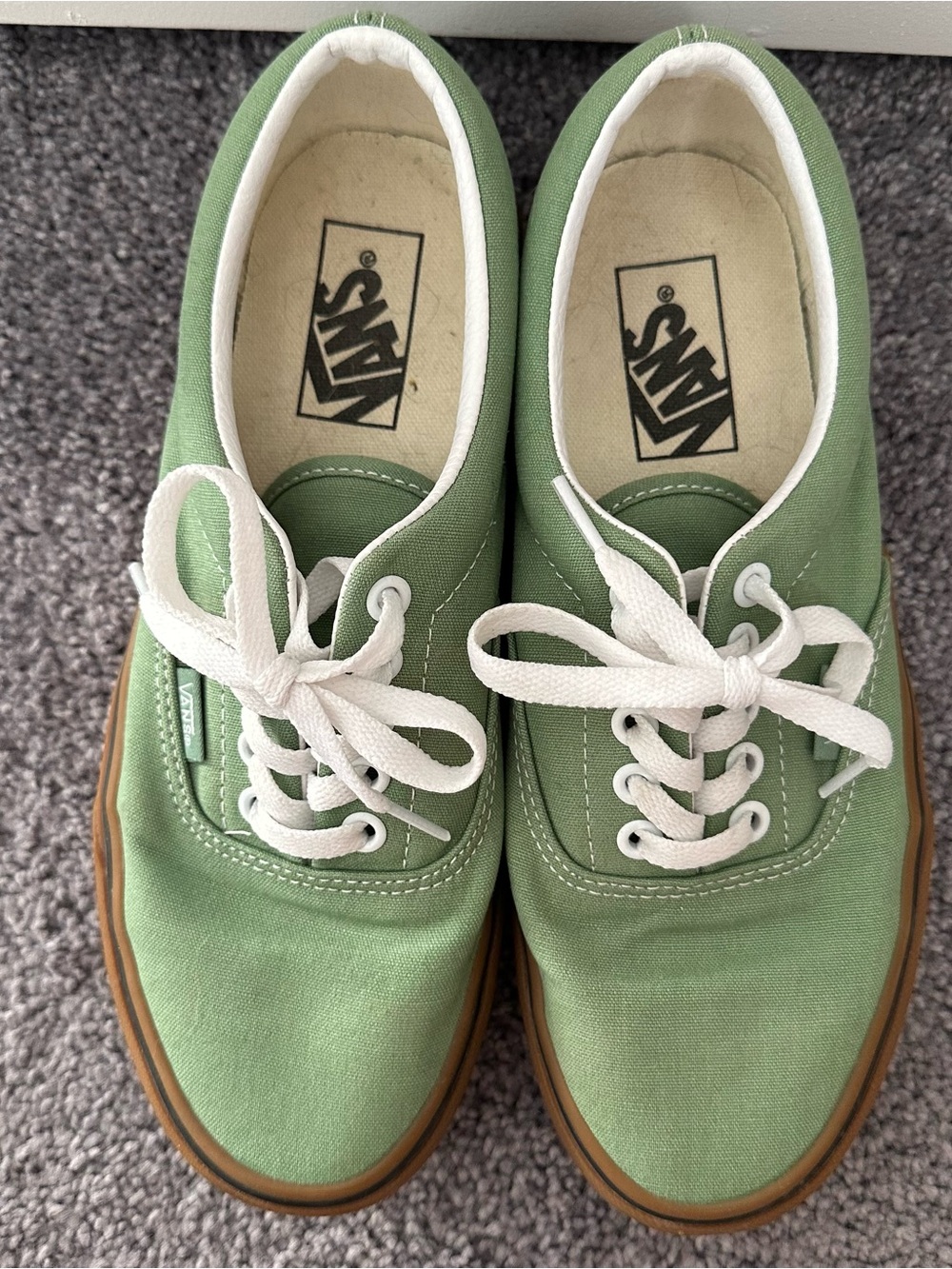 Vans Low Top Sneakers in Sage Green with White Laces - Picture 2 of 7